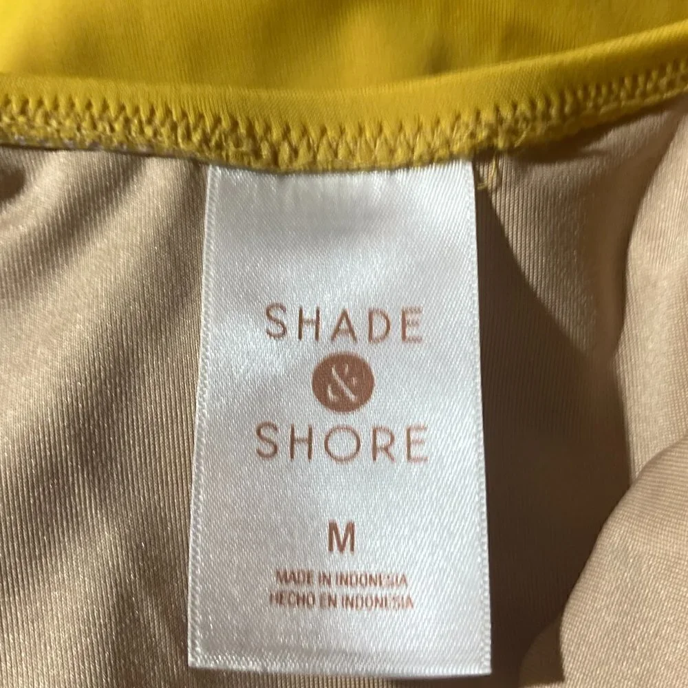 Shade & Shore NWT SZM Golden Yellow One Strap 1 Piece Figure Flattering Swimsuit